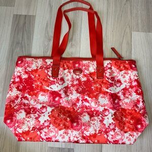 Coach Red and Pink floral Nylon tote